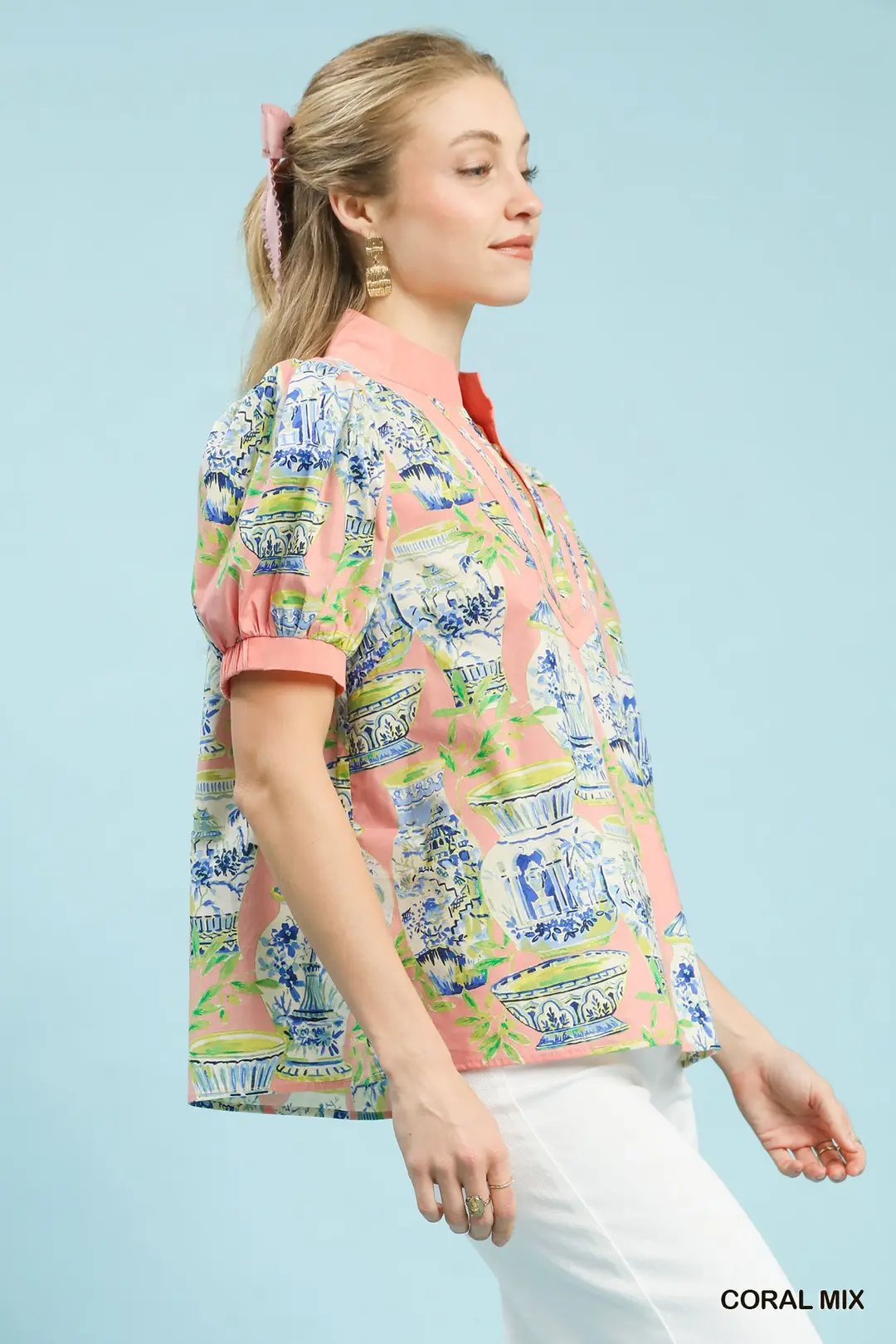 Abstract Print V-Neck Top, image 2