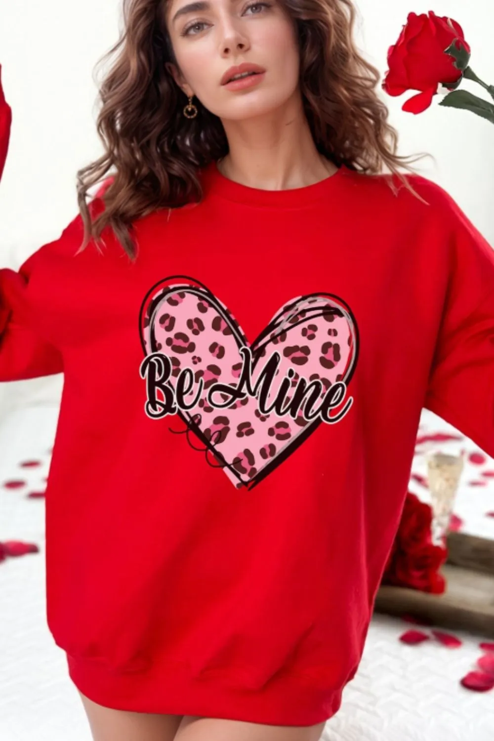 Valentine's Day BE MINE Heart Long Sleeve Sweatshirt, image 3