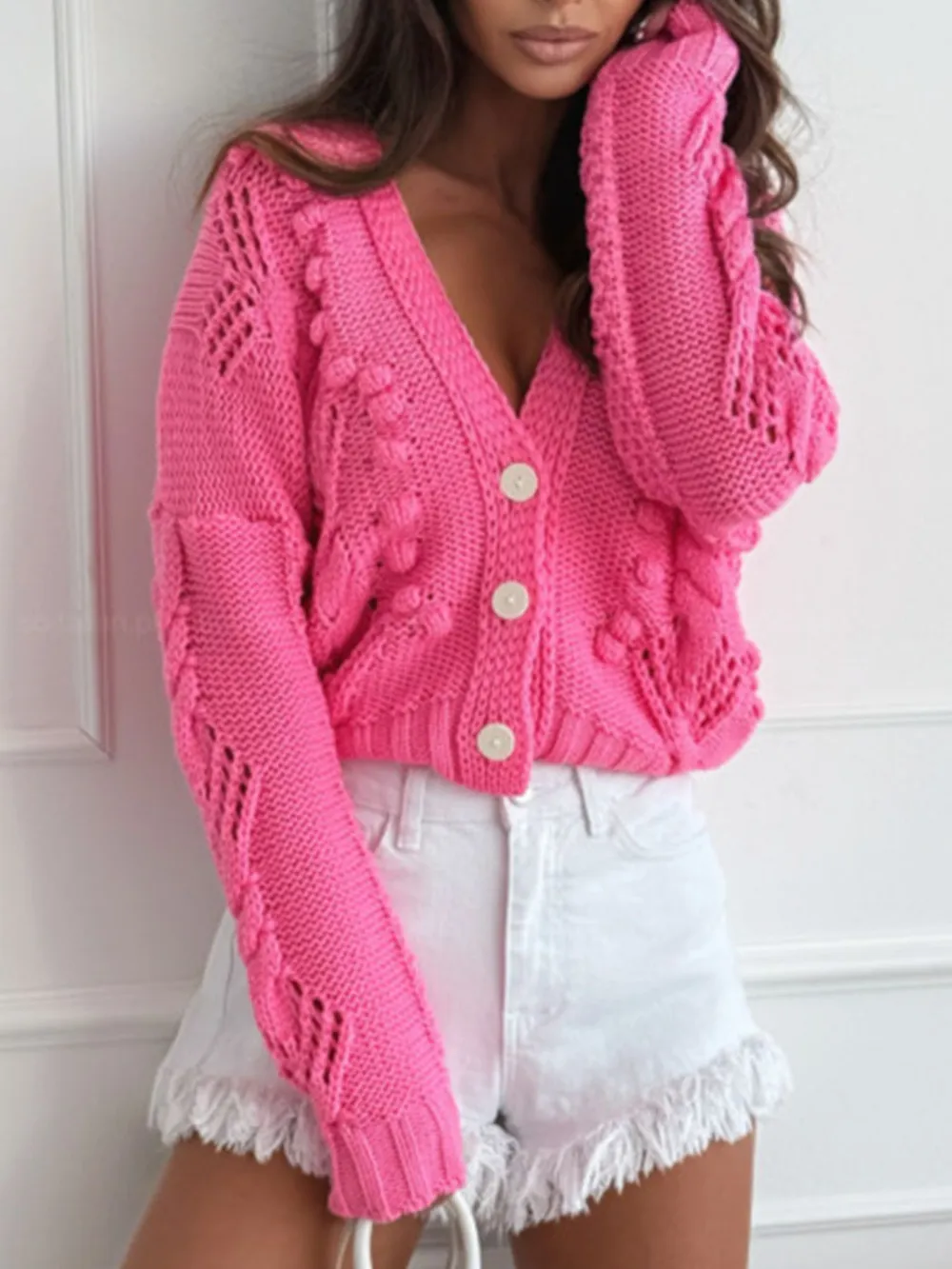 Button Up V-Neck Cardigan, image 5