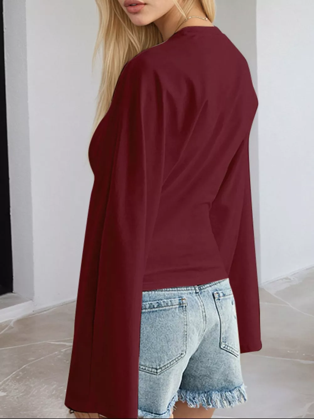 Full Size Long Sleeve Fitted T-Shirt Plus Size, image 25