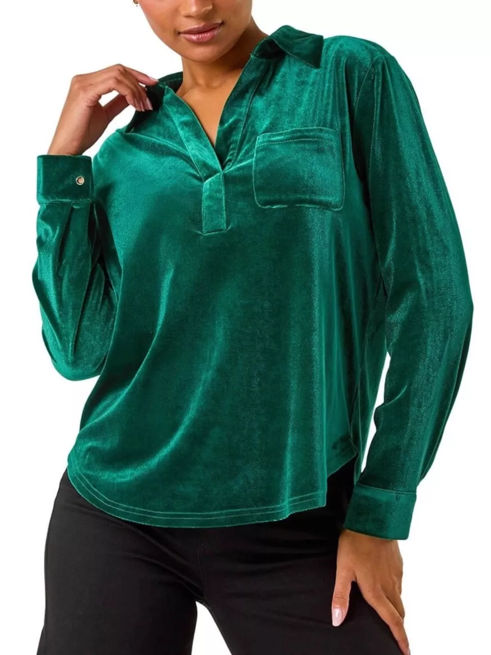 Velvet Long Sleeve Blouse, image 2
