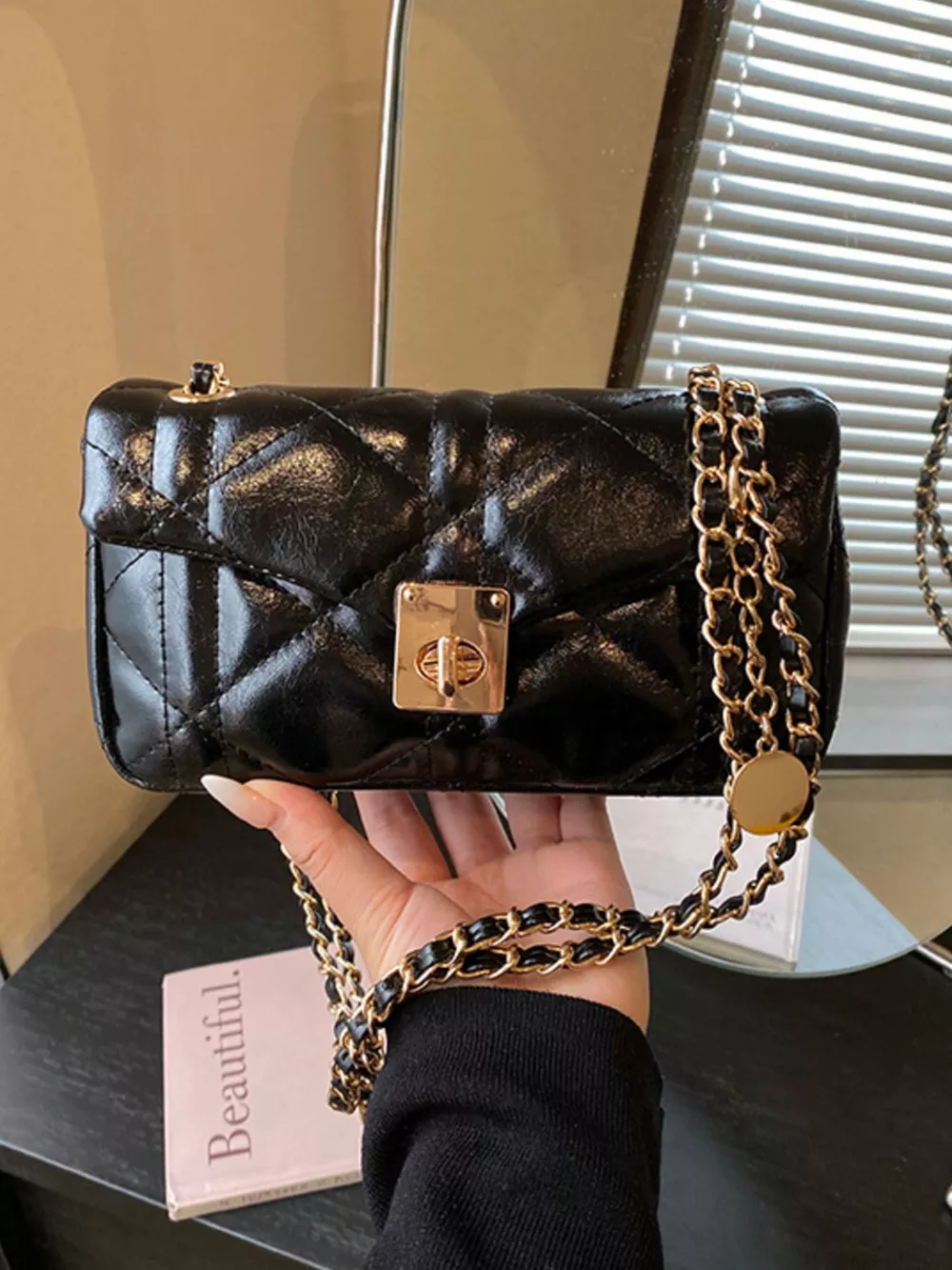 Quilted Chain Strap Crossbody Bag, image 3