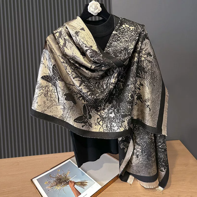 Butterfly Print Raw Hem Scarf, image 4