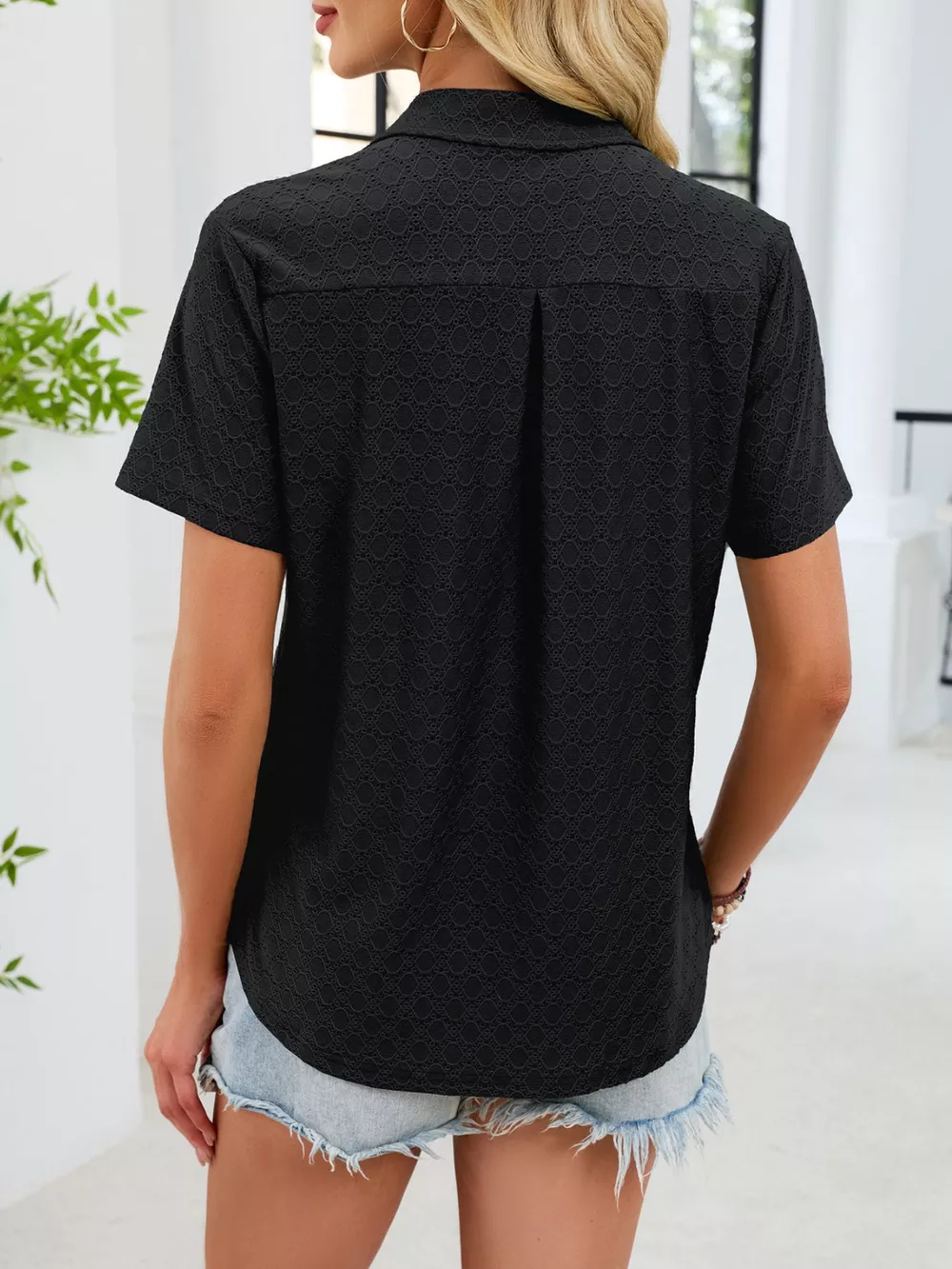 Eyelet Short Sleeve Blouse, image 10