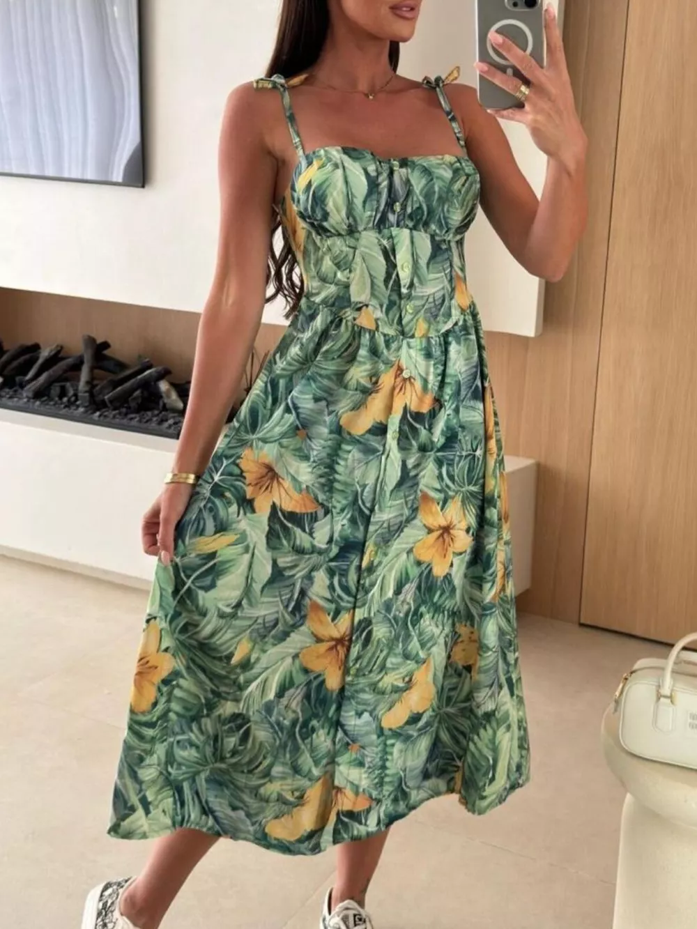 Striped Tie-Shoulder Midi Dress, image 18