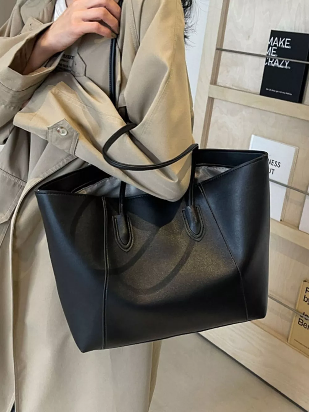 Leather Tote Shoulder Bag, image 6