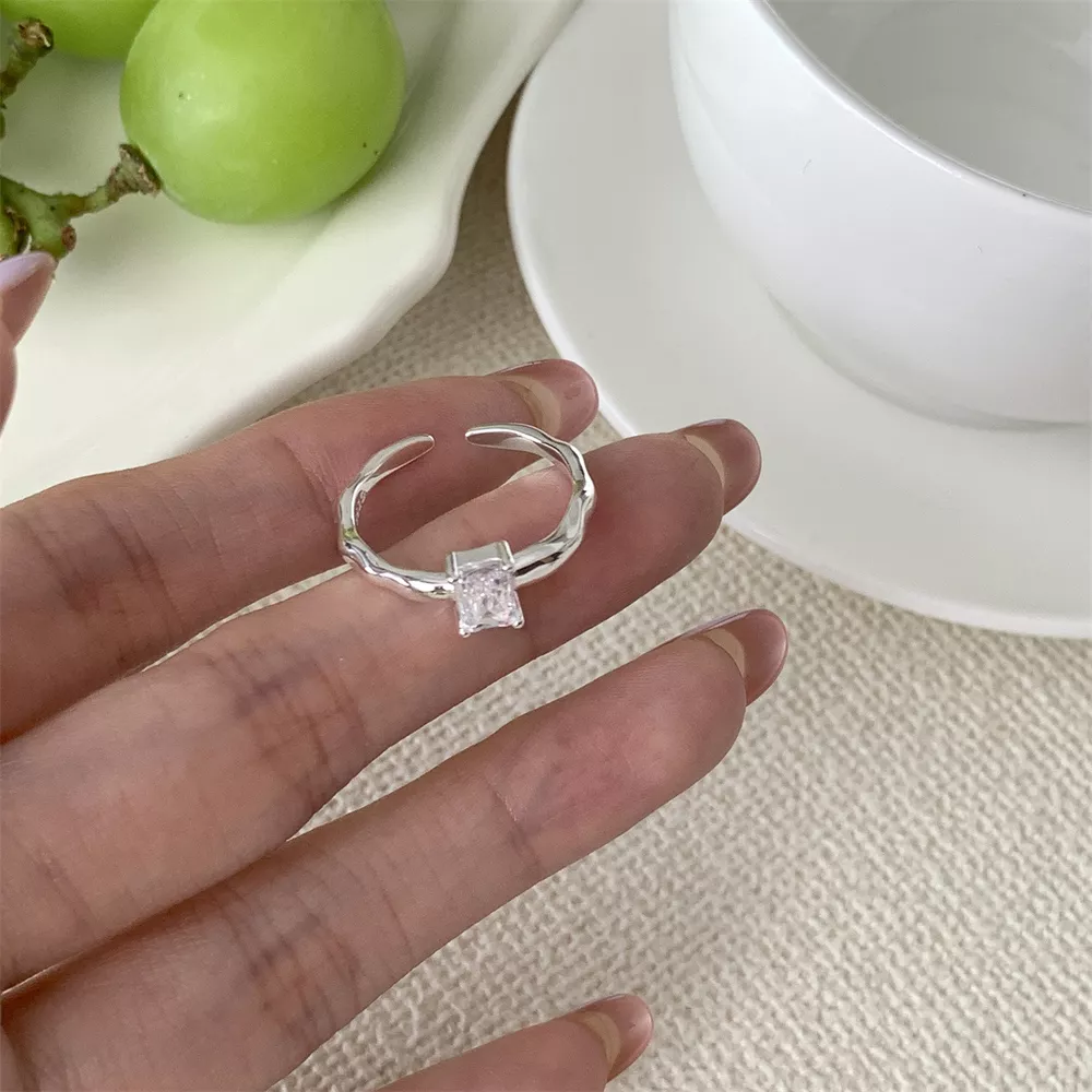 925 Sterling Silver Zircon Geometric Ring, image 5