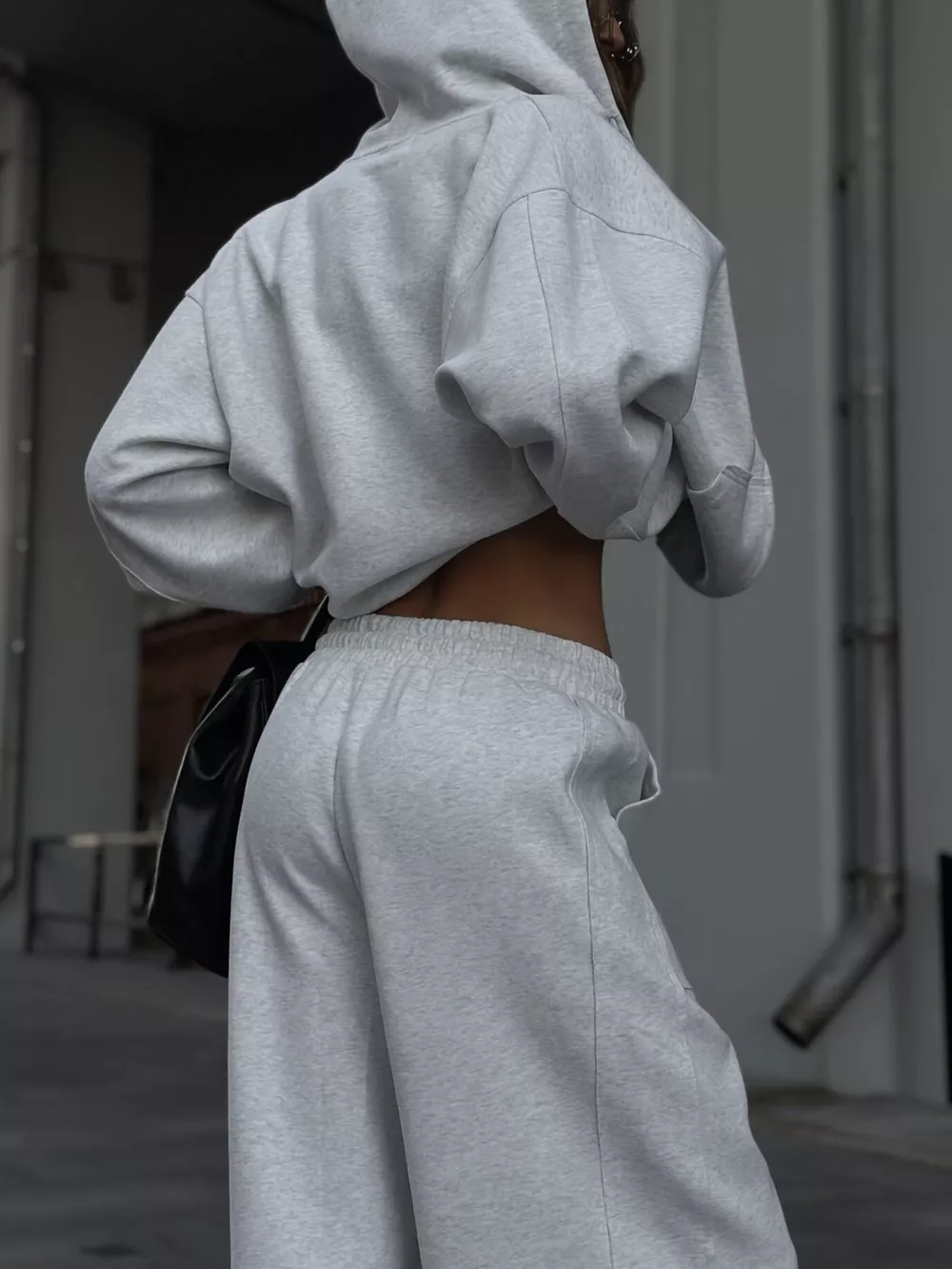 Oversized Zip-Up Hoodie and Wide-Leg Pants Set, image 6