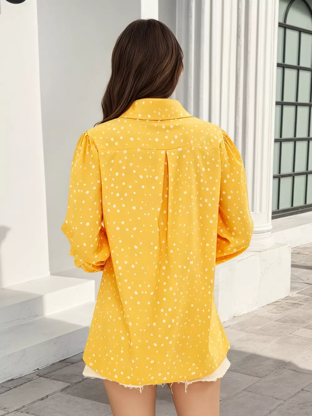 Polka Dot Puff Sleeve Shirt, image 4