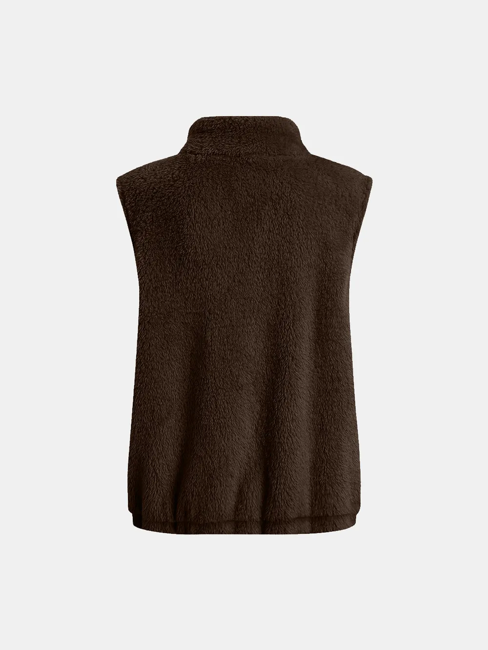 Full Size Fuzzy Zip Up Vest Coat with Pockets, image 9