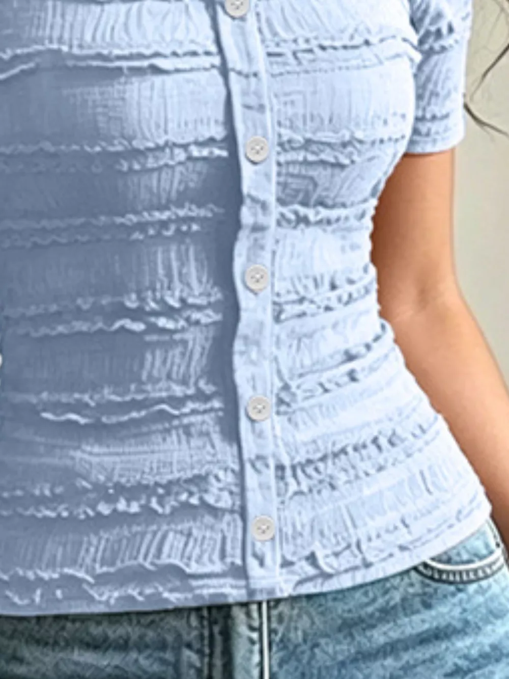 Frill Square Neck Short Sleeve Top, image 12