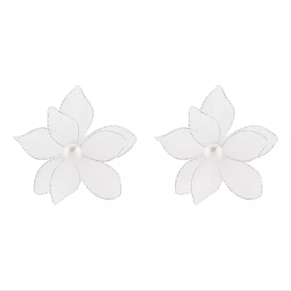 Flower Pearl Stud Earrings, image 12
