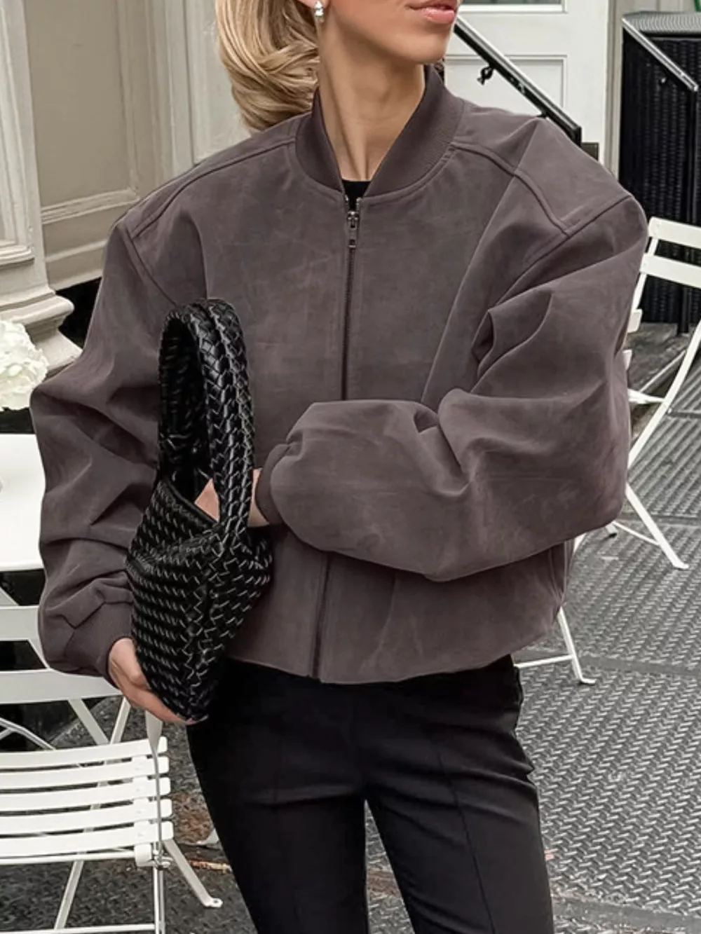 Zip Up Dropped Shoulder Jacket, image 3