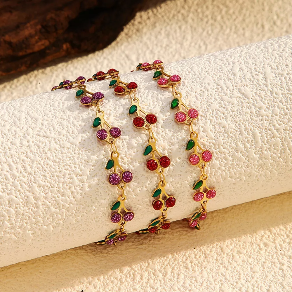 18K Gold-Plated Cherry Charm Bracelet, image 2