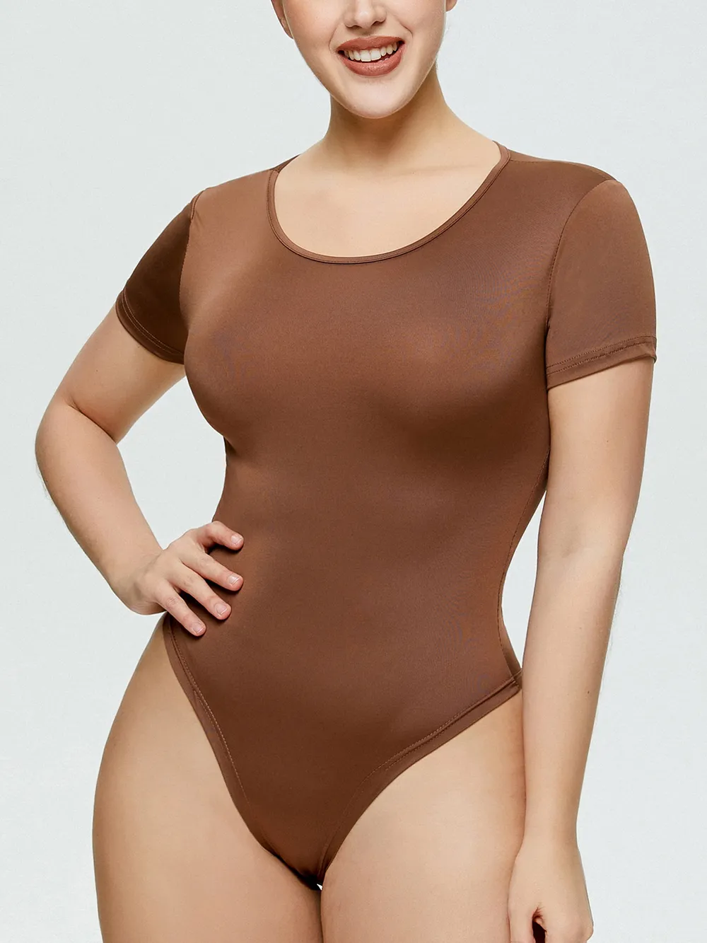 Full Size Round Neck Short Sleeve Bodysuit, image 3