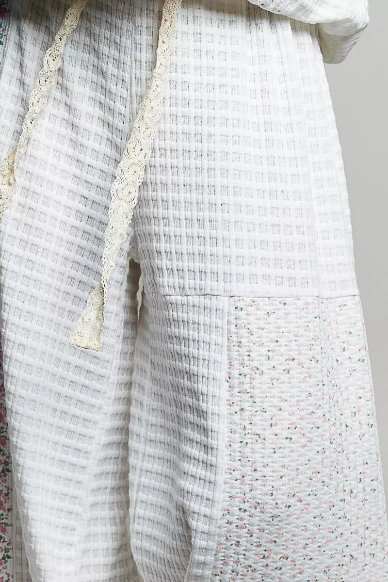 Patchwork Mixed Knit Wide Leg Pants, image 7