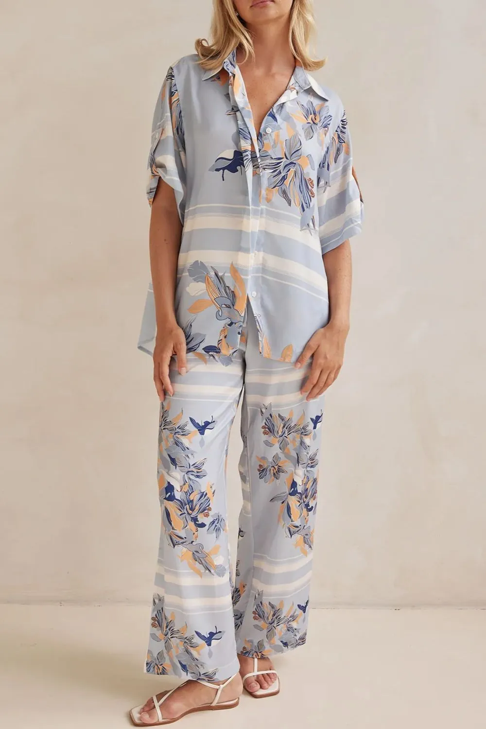 Printed Button Up Shirt and Pants Set, image 5