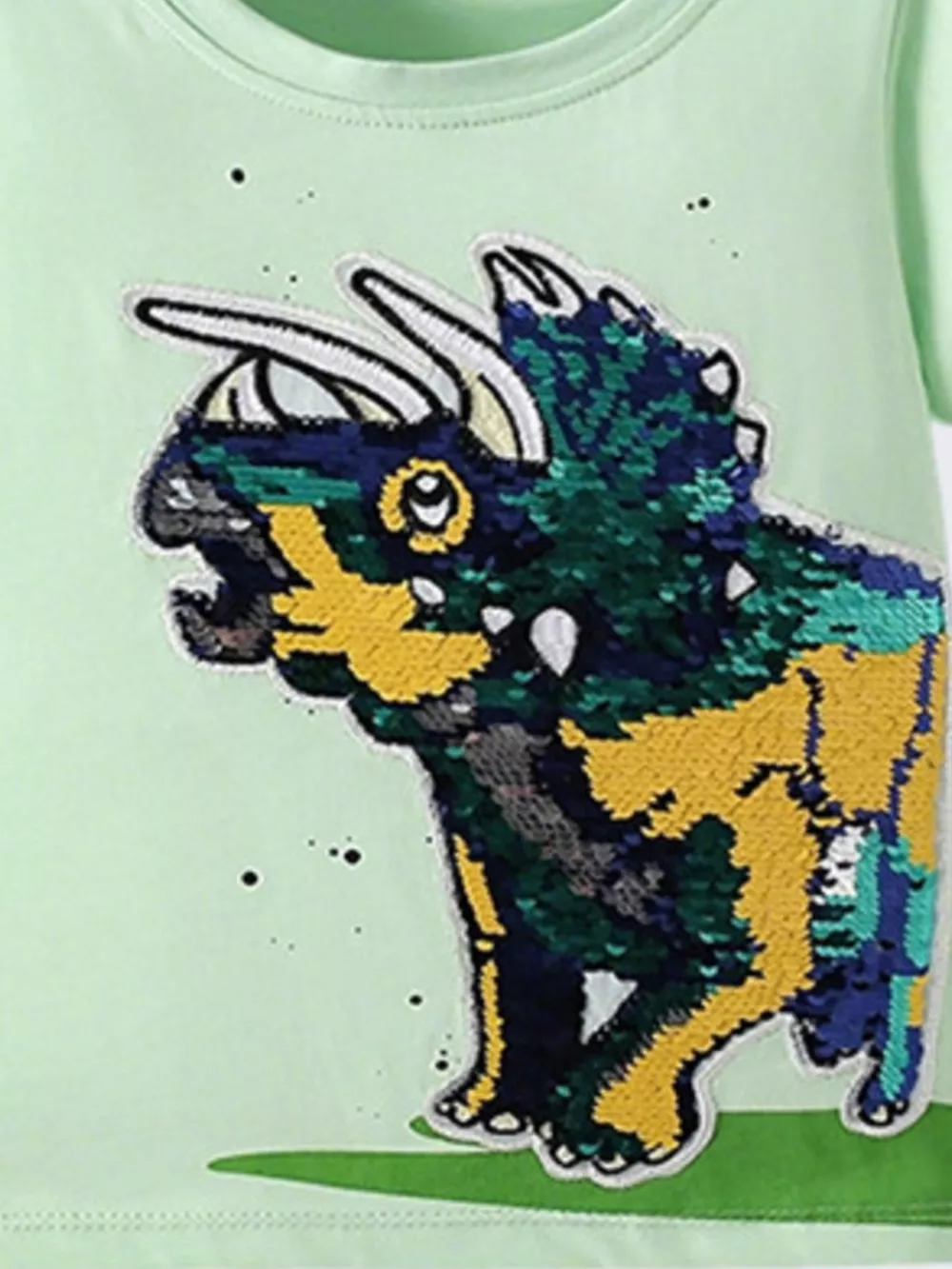Children's Sequin Dinosaur Round Neck Tee, image 3