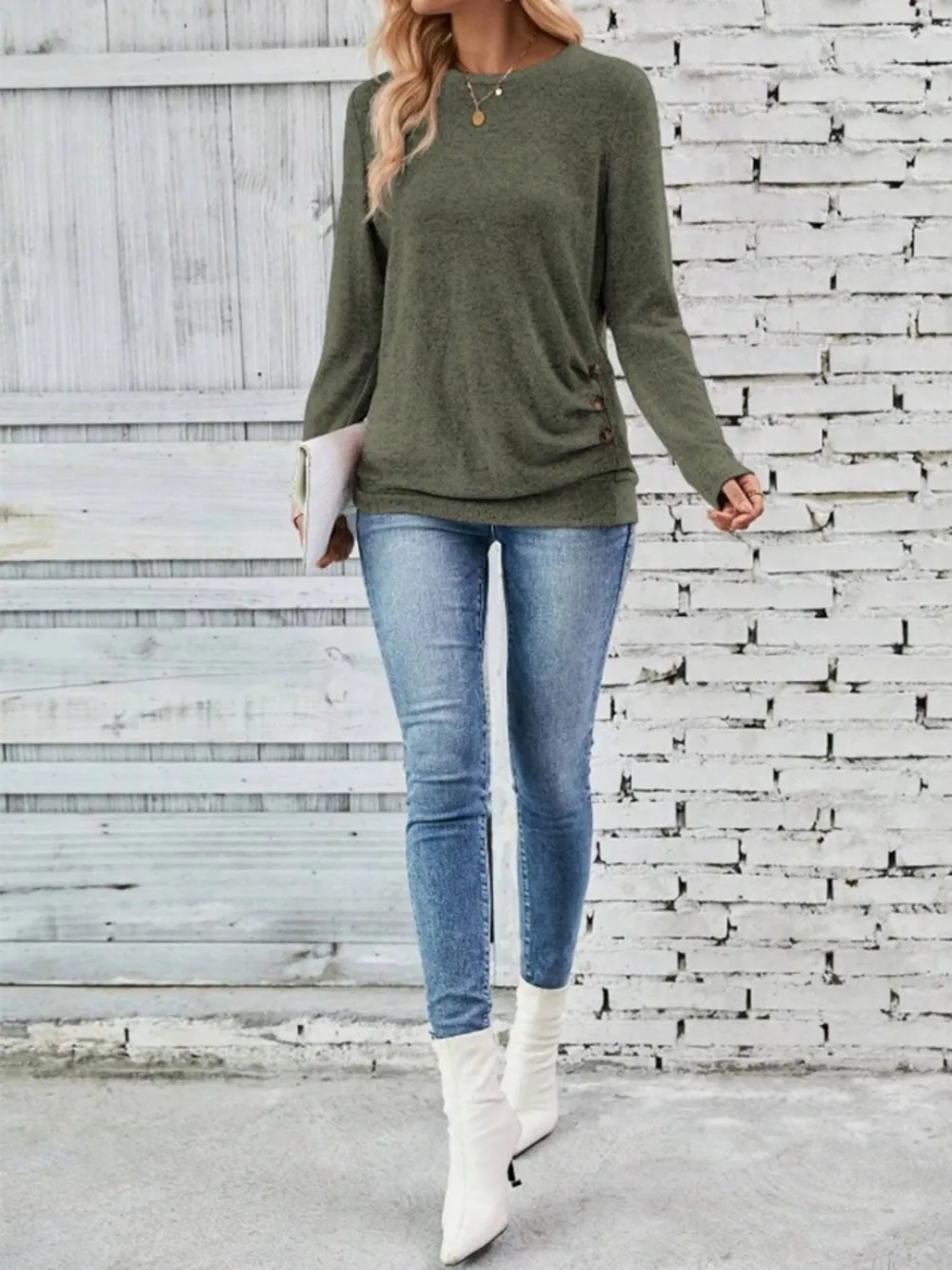 Round Neck Long Sleeve T-Shirt, image 16