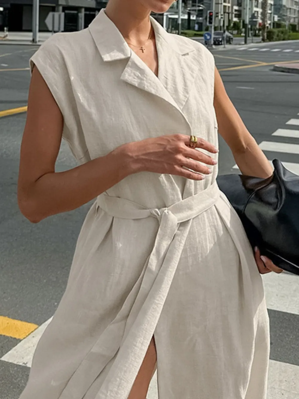 Tie Waist Cap Sleeve Maxi Dress, image 3