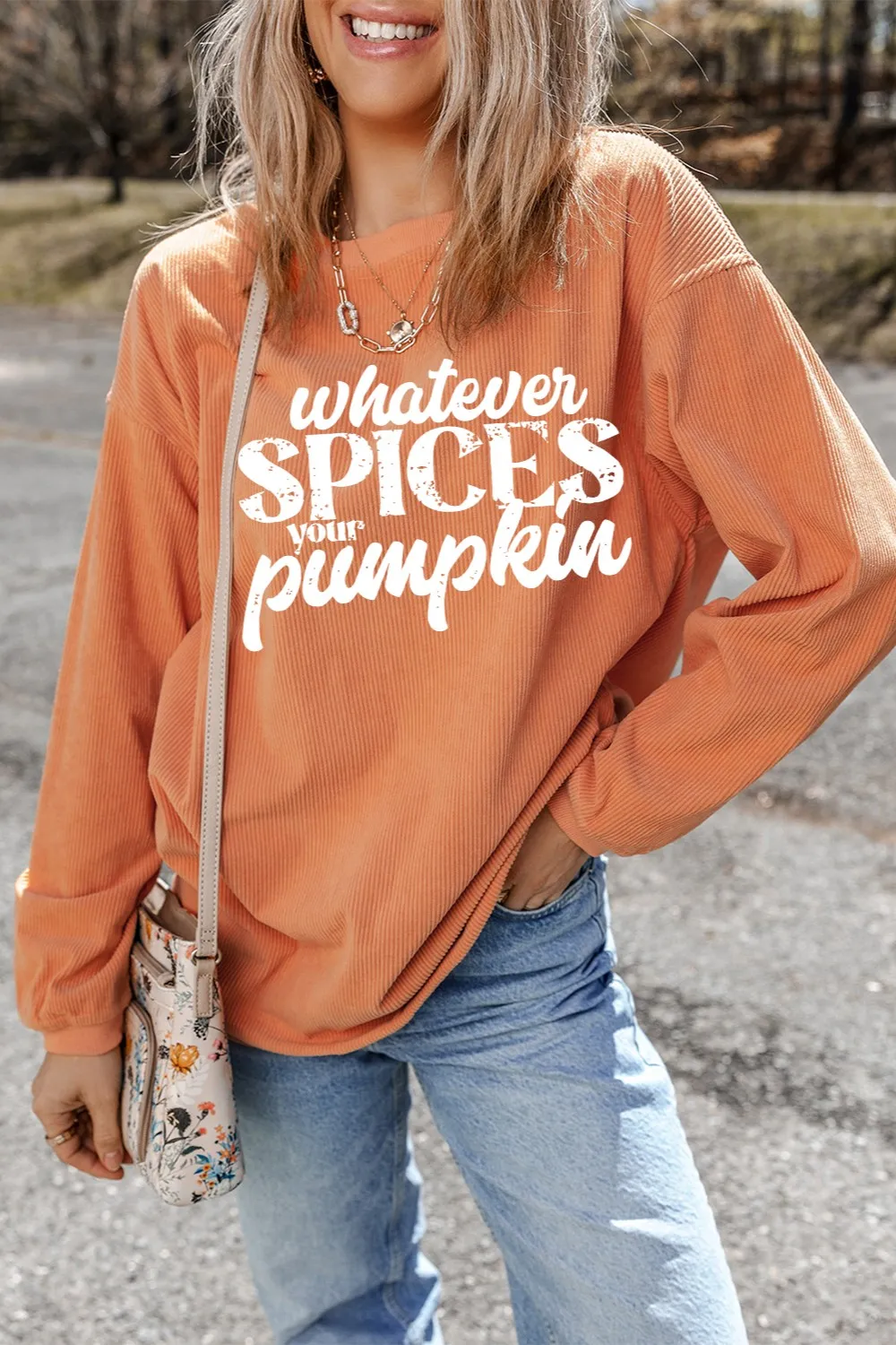 Letter Graphic Round Neck Long Sleeve Oversize Sweatshirt, image 4