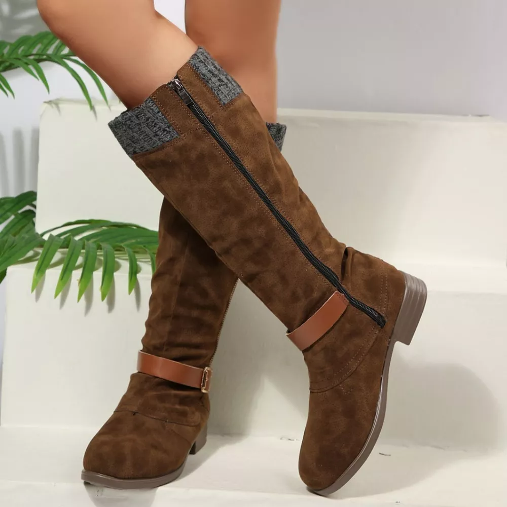 Round Toe Block Heels Boots, image 12
