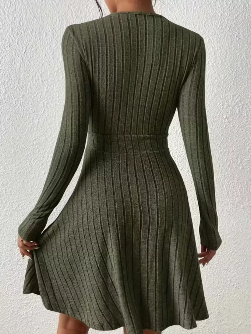 Ribbed Knit Wrap Mini Dress, image 12