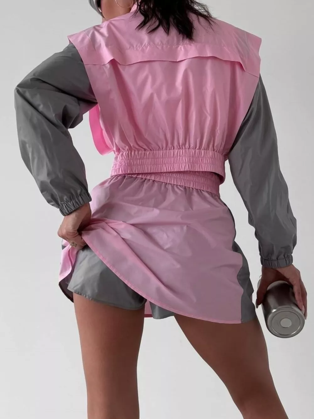 Color-Block Cropped Jacket and Skort Set, image 4