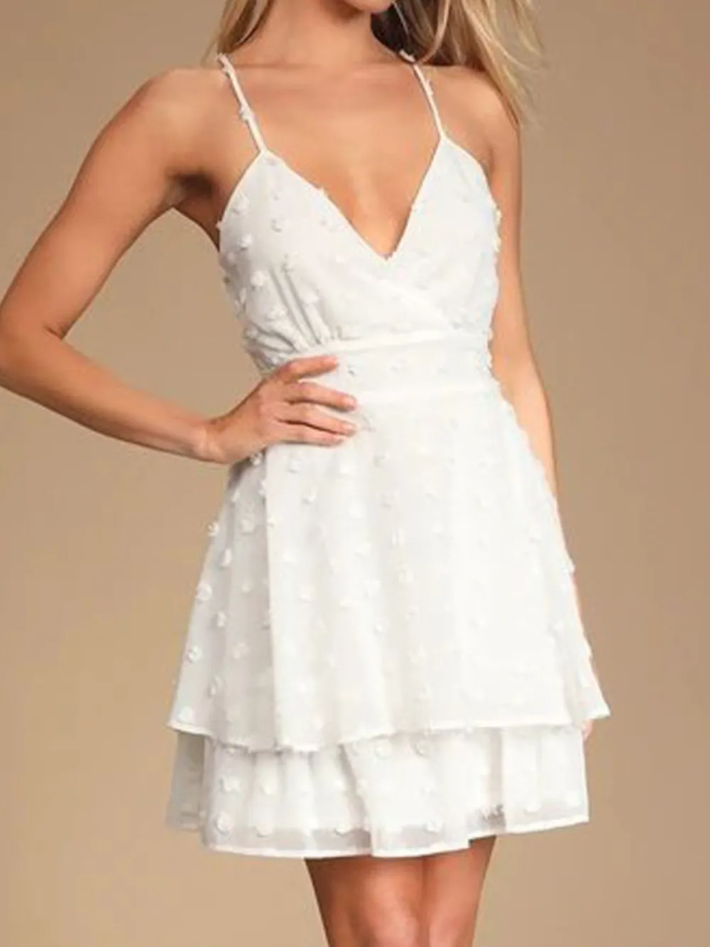 Swiss Dot V-Neck Cami Dress, image 3