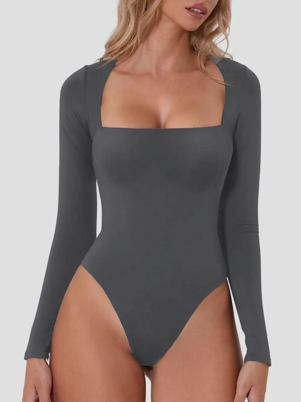 Square Neck Long Sleeve Bodysuit, image 6
