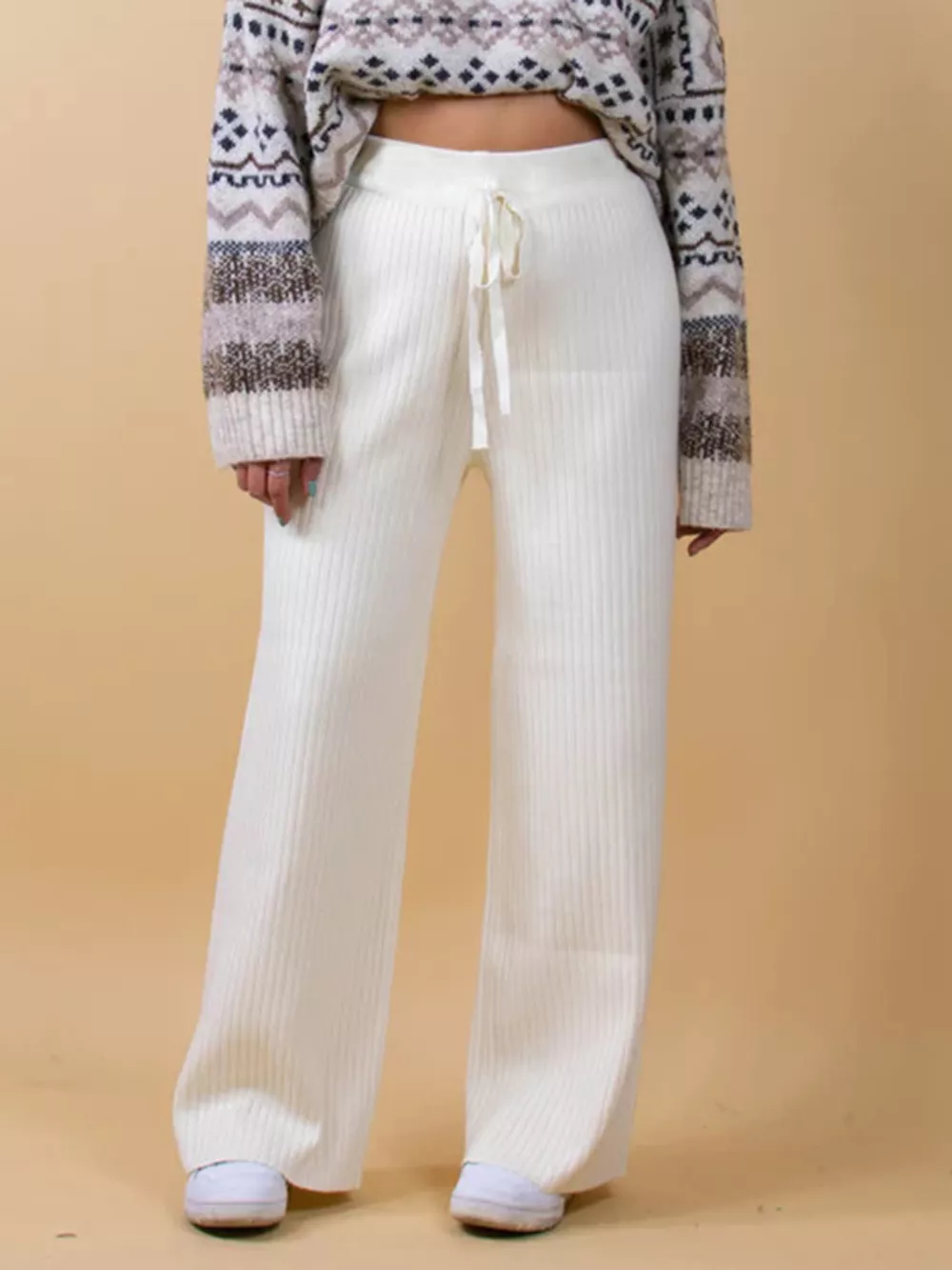 Ribbed Wide Leg Sweater Pants, image 2
