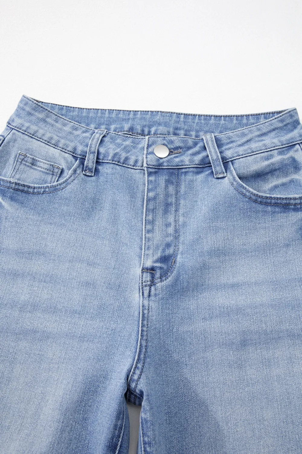 Mineral Wash Raw Hem High Waist Flared Jeans, image 5