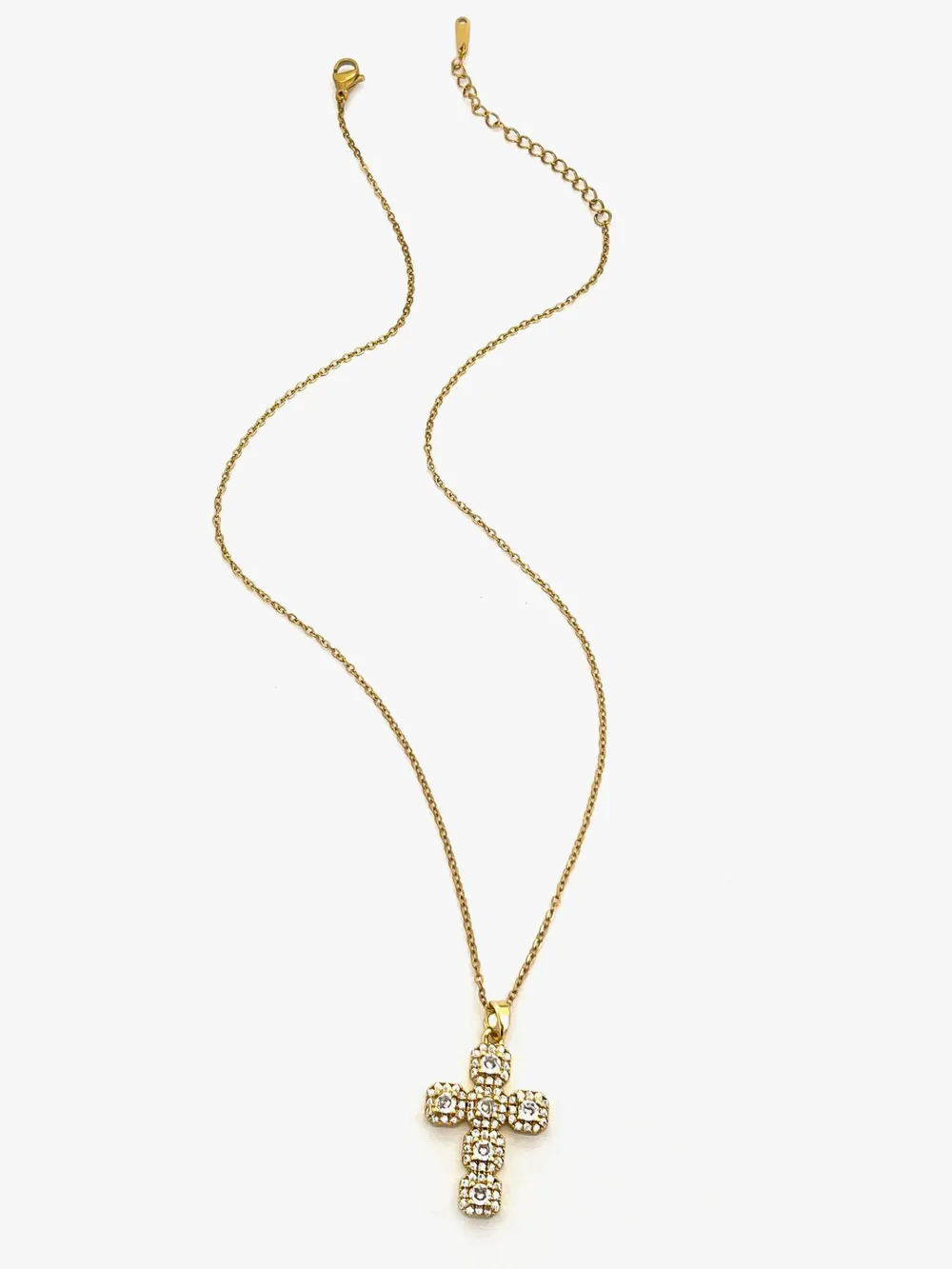 Stainless Steel Inlaid Zircon Cross Necklace, image 4