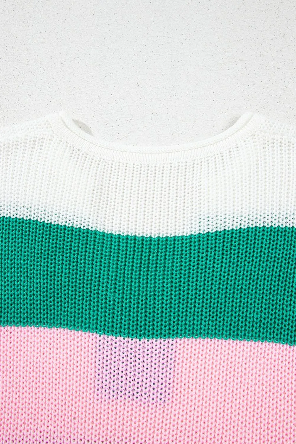 Color Block Notched Cap Sleeve Knit Top, image 4