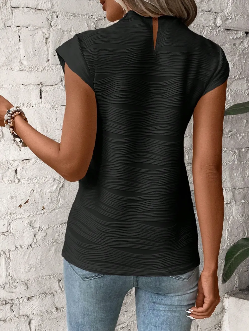 Mock Neck Cap Sleeve Top, image 6