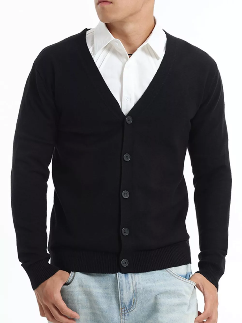 Men's Plus Size Button-Down Knit Cardigan
