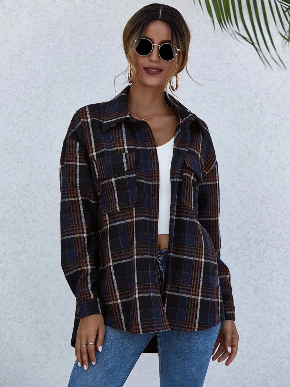 Plaid Button-Up Long Sleeve Shirt, image 4