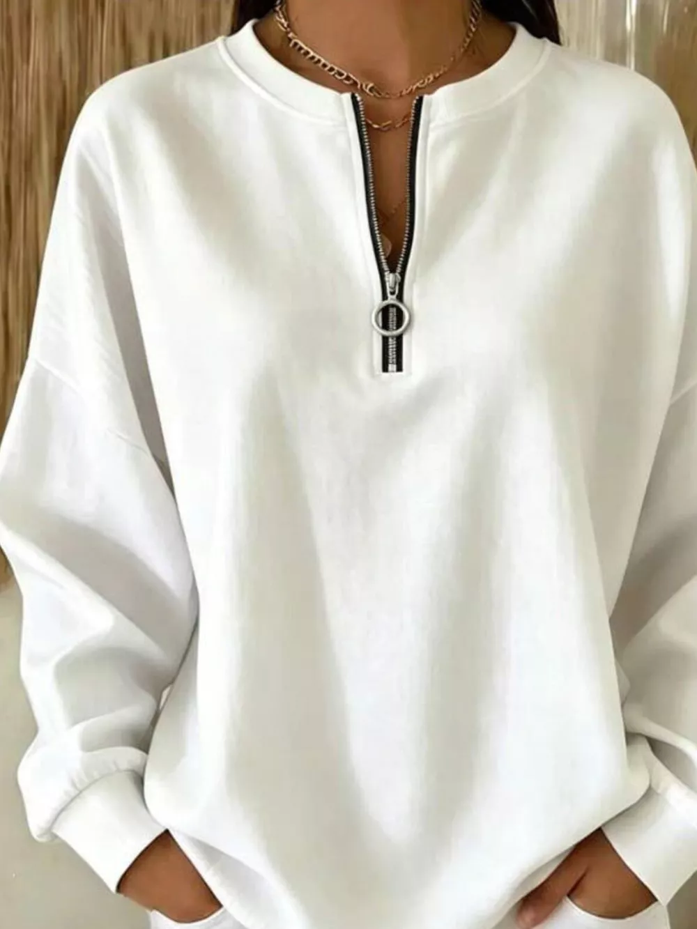 Quarter-Zip Dropped Shoulder Sweatshirt, image 4