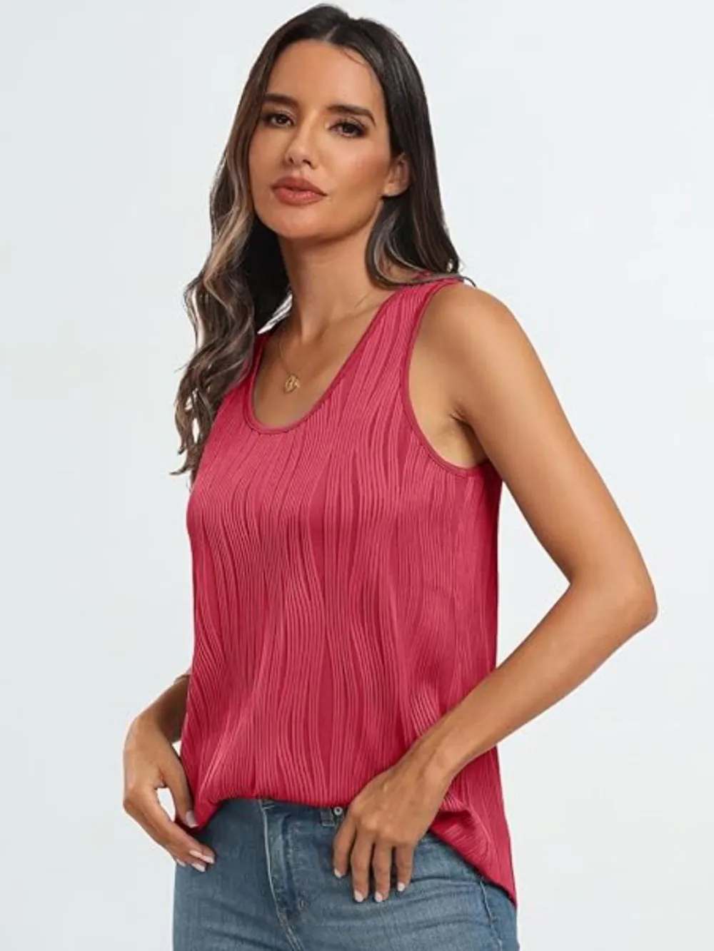 Round Neck Wide Strap Tank, image 3