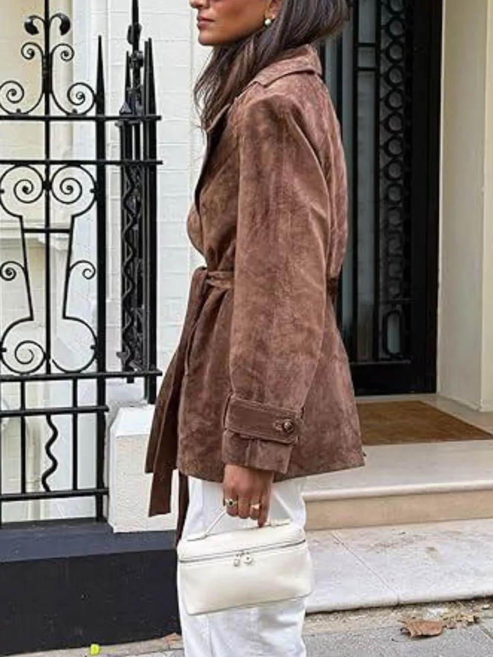 Double Breasted Tie Waist Coat, image 3