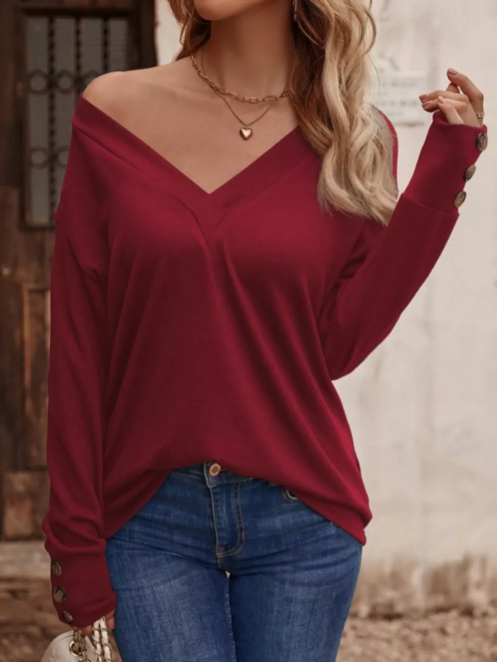 V-Neck Long Sleeve T-Shirt, image 29