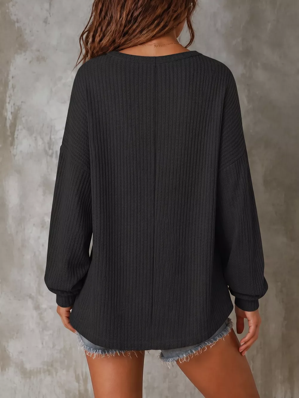 Button Detail Dropped Shoulder Knit Top, image 8