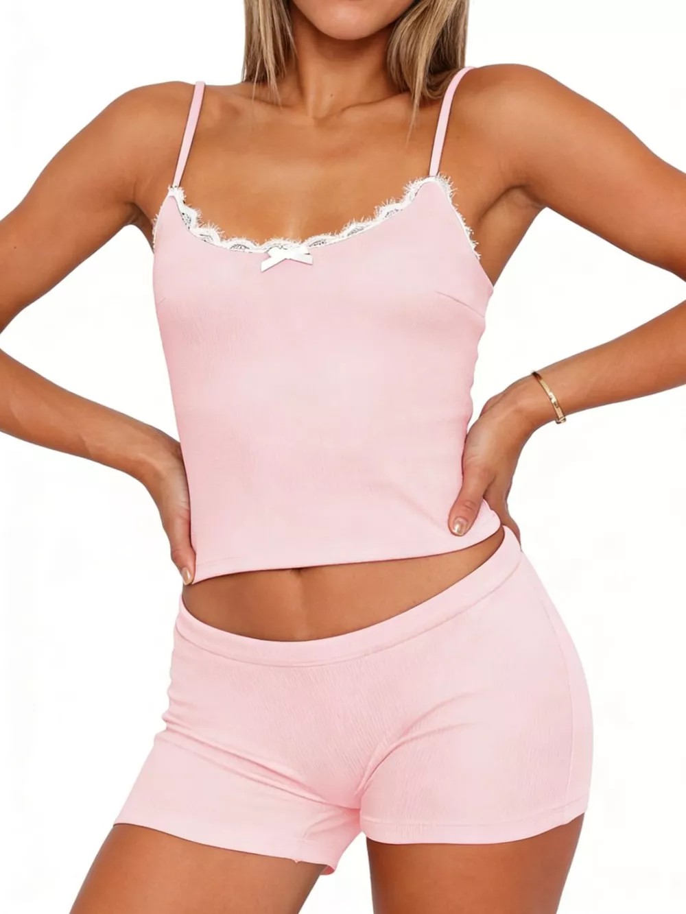 Contrast Trim Cami and Shorts Set, image 9