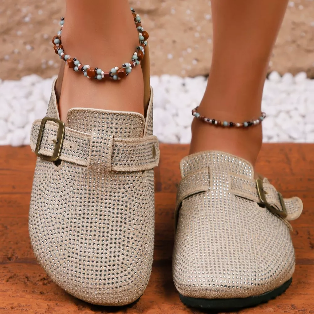 Rhinestone Buckle Accent Slip-Ons, image 3