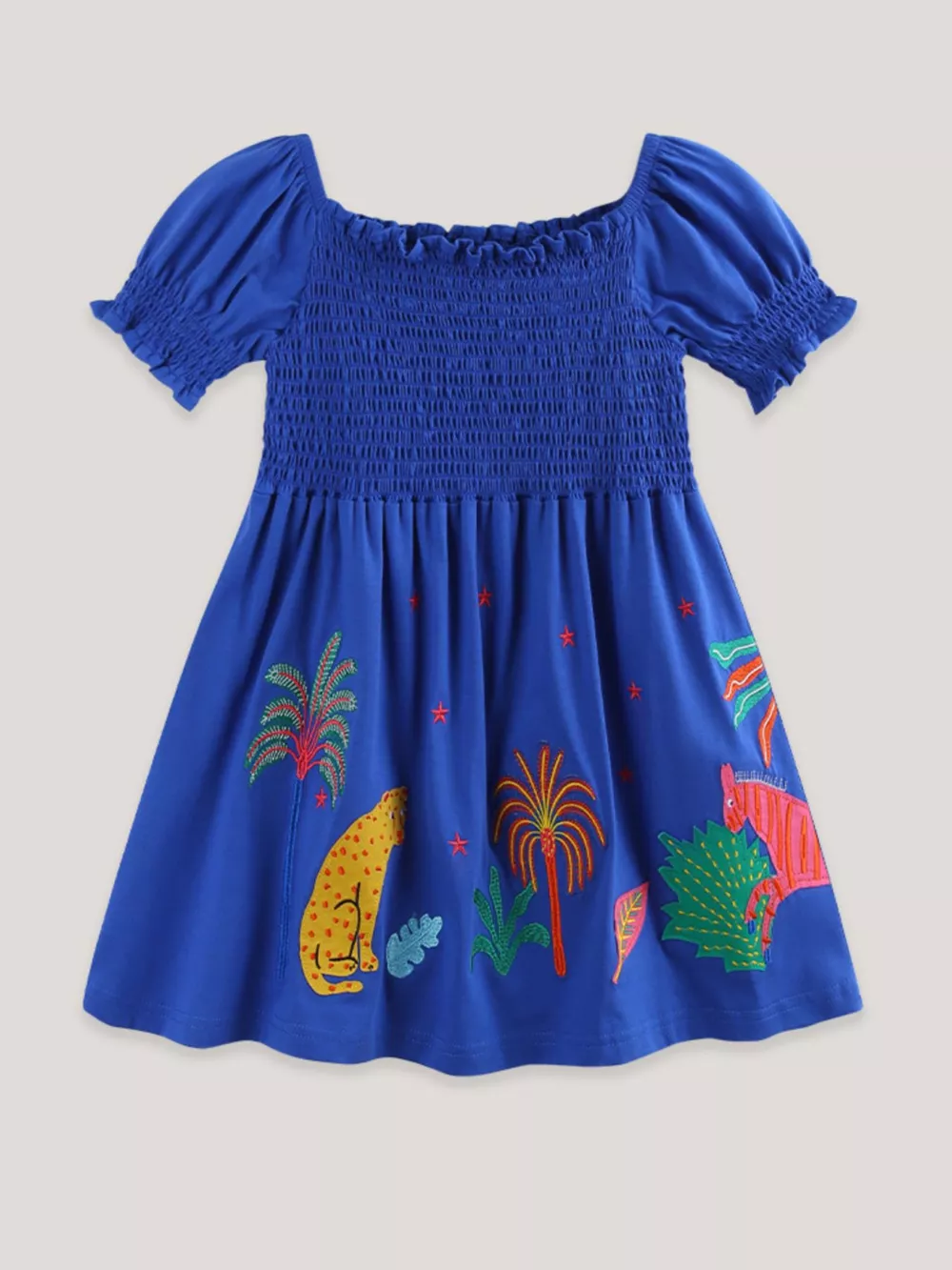 Children's Smocked Animal Puff Sleeve Dress, image 2
