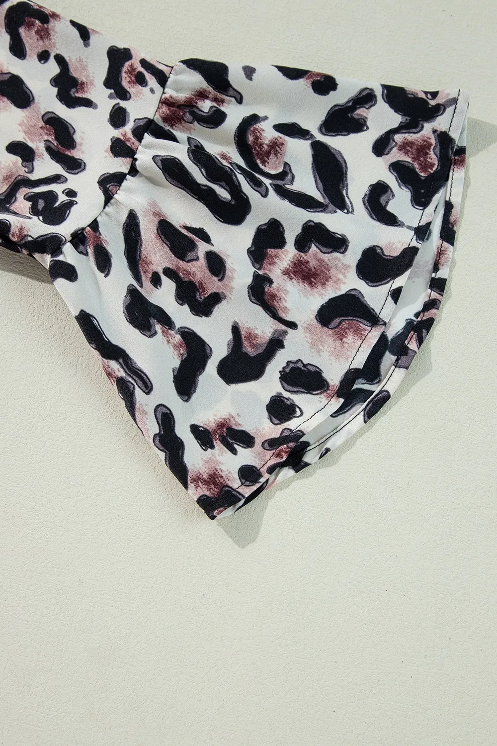 Leopard Print Buttoned Front 3/4 Sleeve Tiered Ruffled Hem Dress, image 10