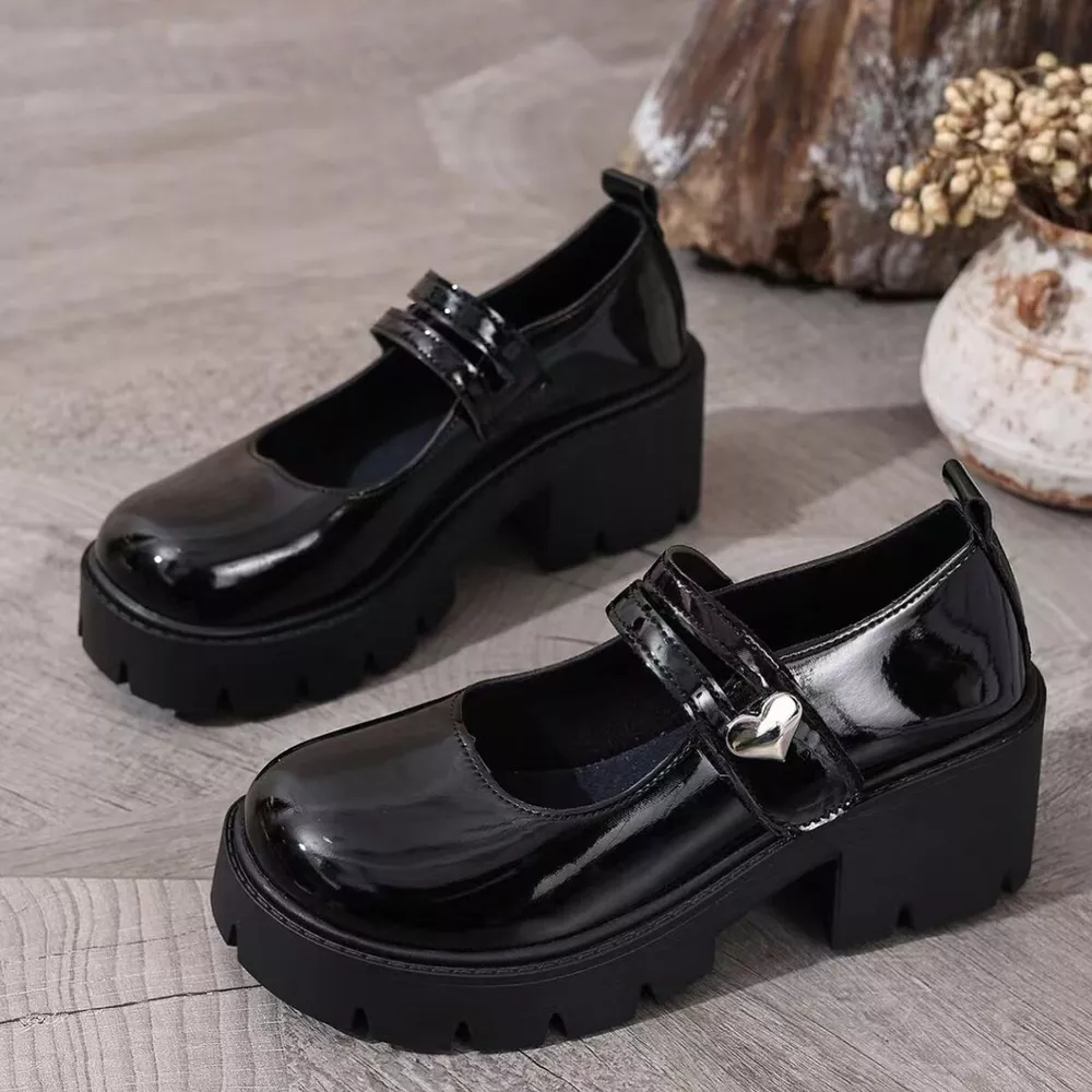 Round Toe Block Heels Loafers, image 4