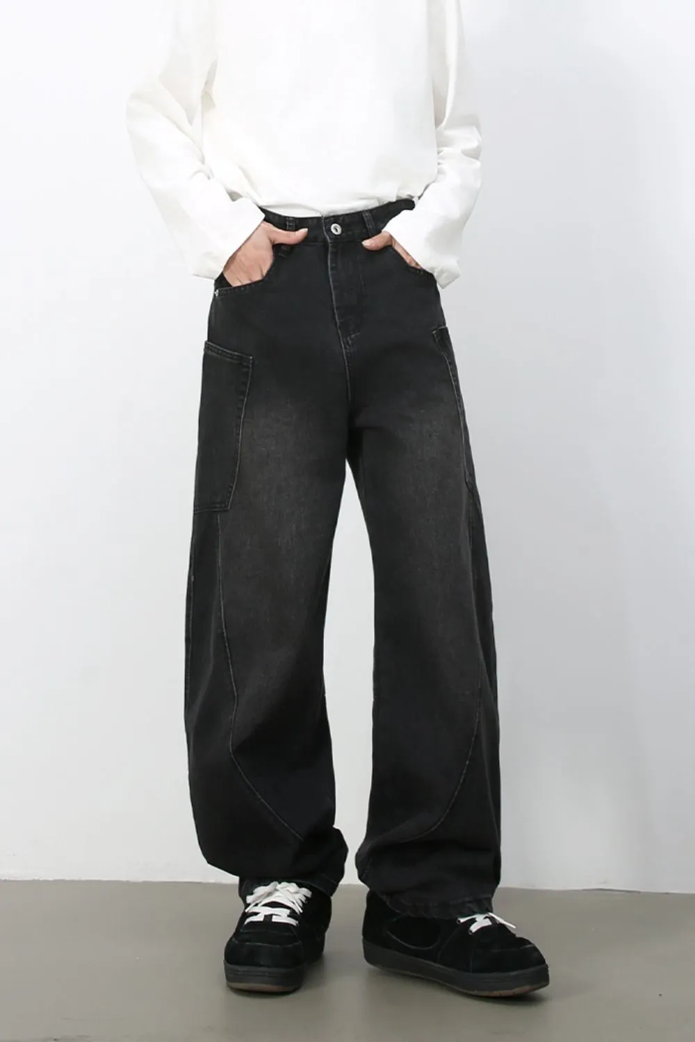 Men's Wide Leg Jeans with Pockets, image 3
