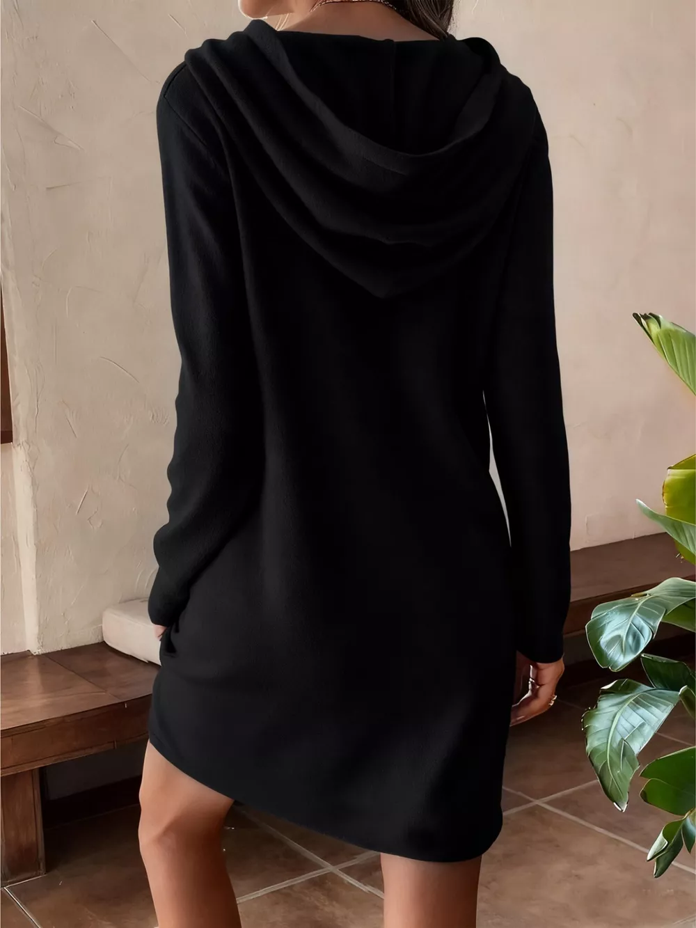 Drawstring Hooded Long Sleeve Mini Dress, image 5
