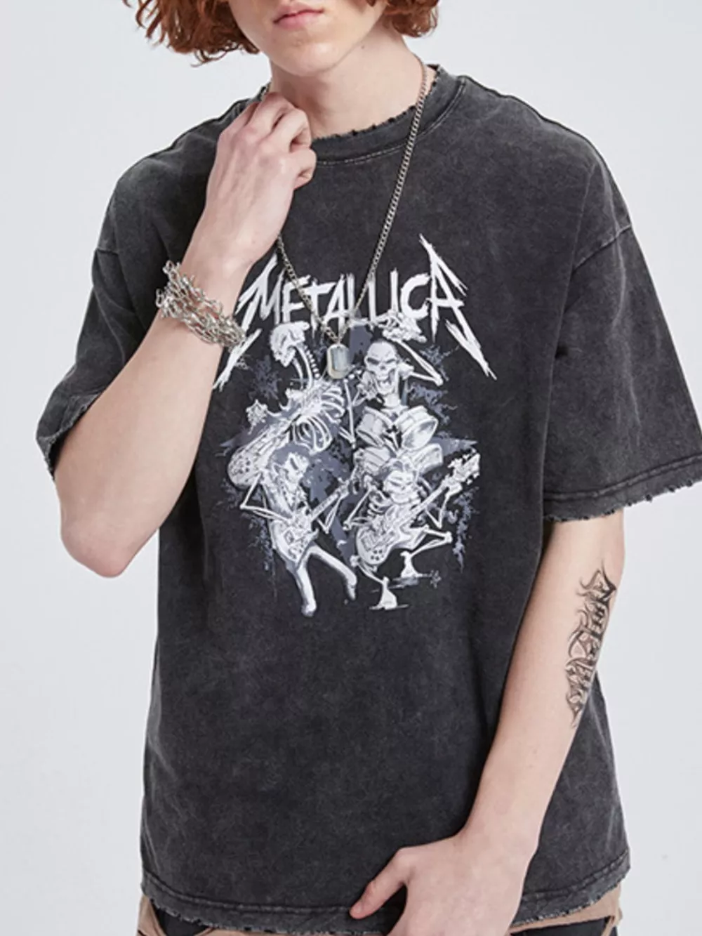 Men's Graphic Round Neck Wash T-Shirt